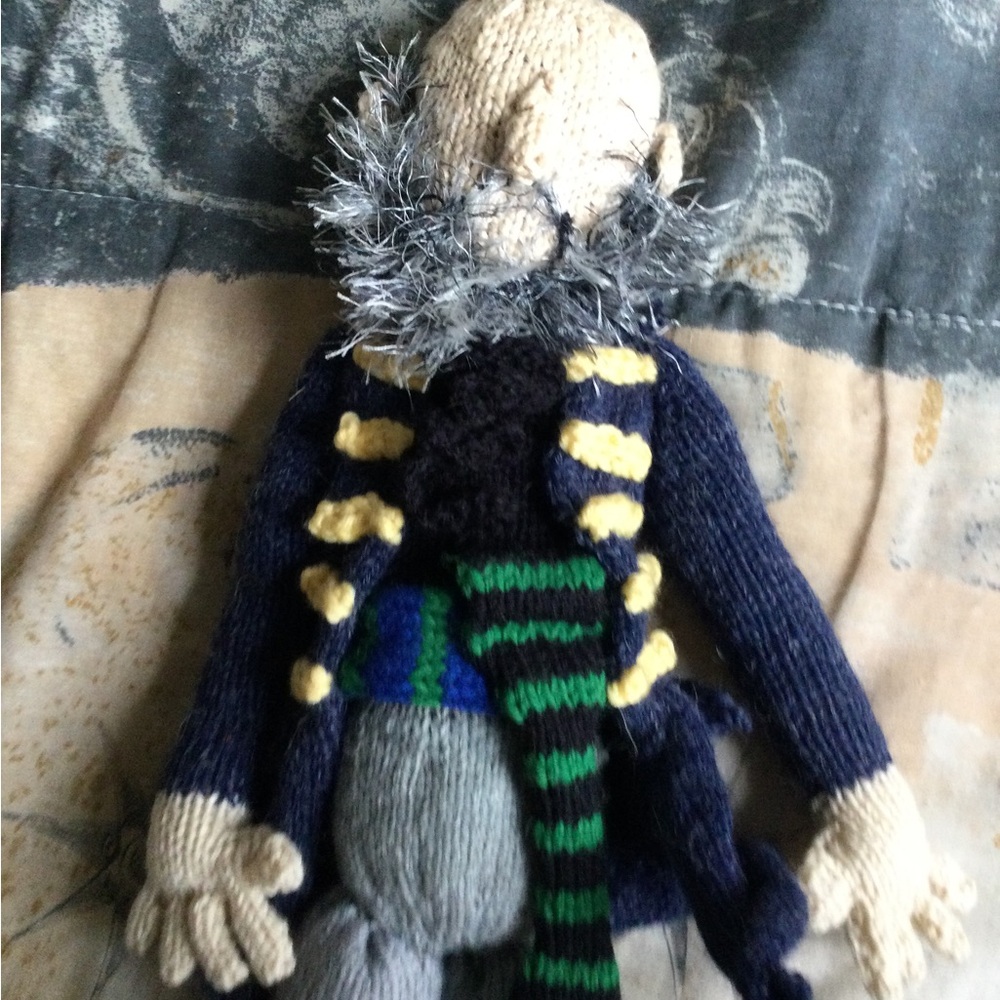 Handmade Navy and Green Hand Knit Small Pirate